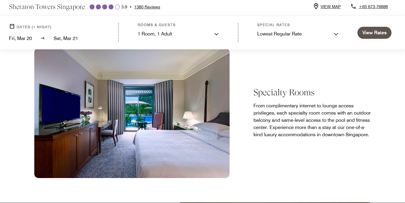 Sheraton Towers Singapore - Digital Presence & Integrated Booking System