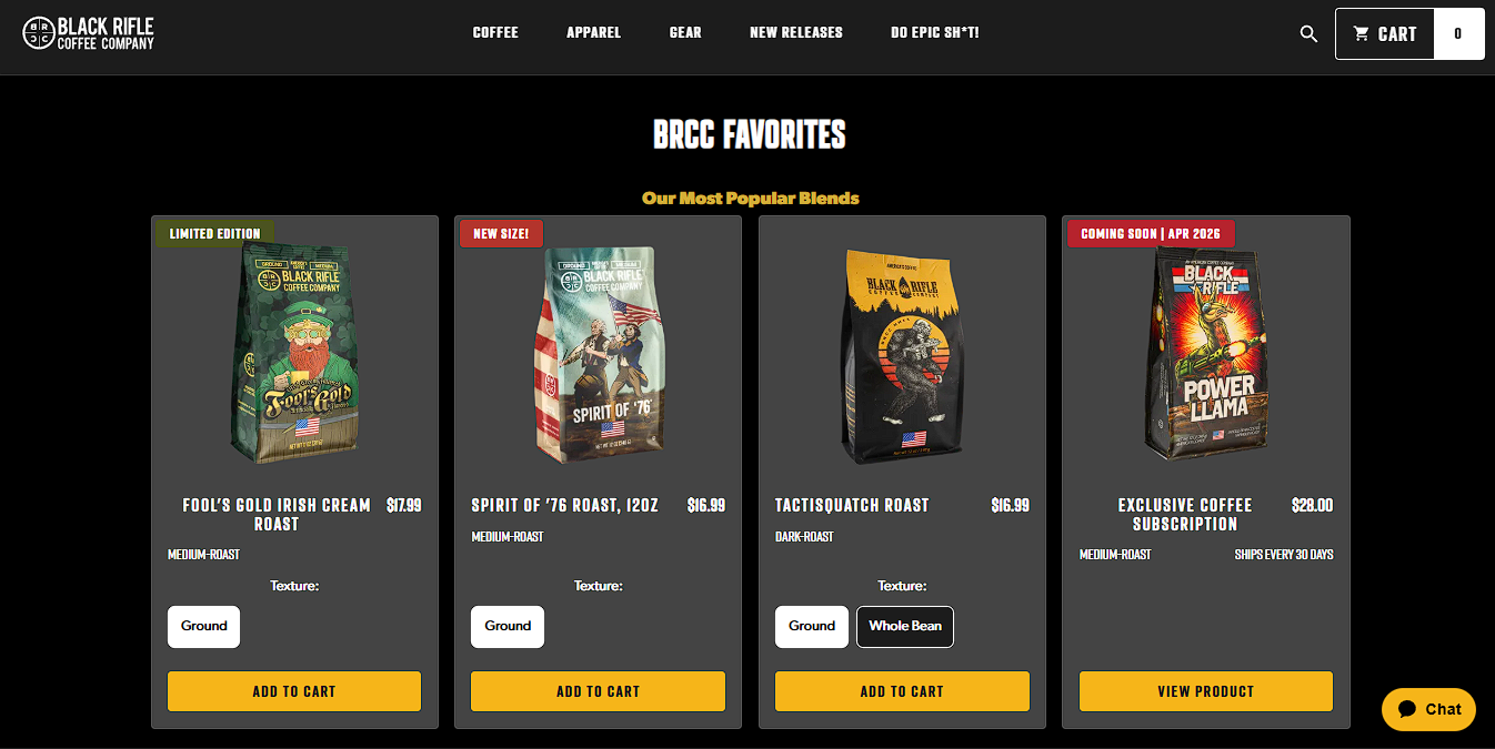 Black Rifle Coffee Co. - High-Performance E-Commerce & Lifestyle Platform screenshot 1