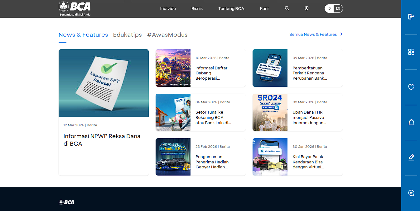 Upgrade UI Landing Pages Website Bank Central Asia screenshot 1