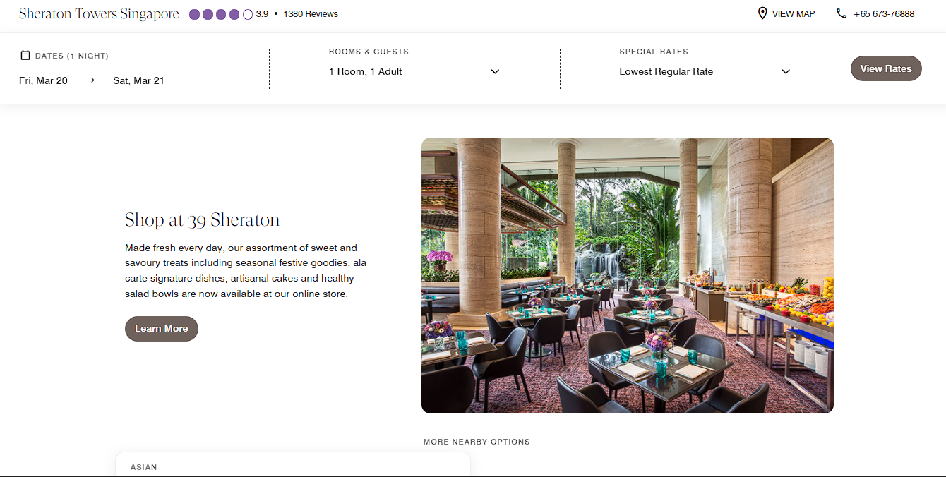 Sheraton Towers Singapore - Digital Presence & Integrated Booking System screenshot 1