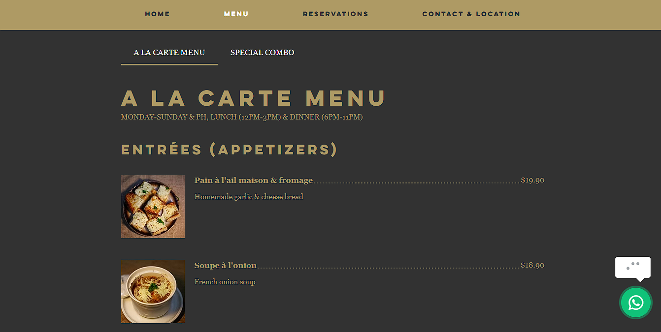 Braseiro Singapore - Authentic French Steakhouse Web Development screenshot 3